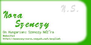 nora szenczy business card